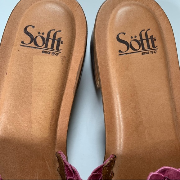 Sofft Ardee Woven Leather Stacked Heel Slip On Slide Sandal Purple Pink 10 - Picture 6 of 11